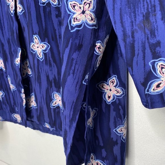 Graver Studio 2XL Button up Blue Print Top Relaxed - Picture 6 of 10